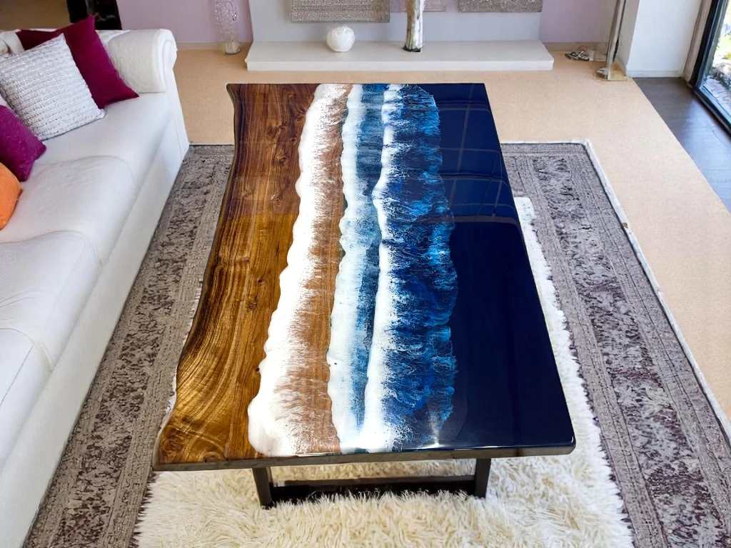 Hallway Sofa Center Live Edge Wood Epoxy Table